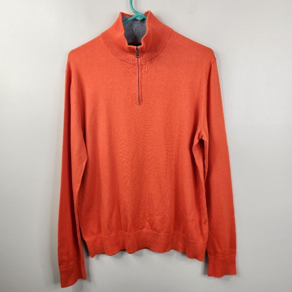 Banana Republic Mens Long Sleeve Q-Zip Cotton Cashmere Blend Pullover Sweater M